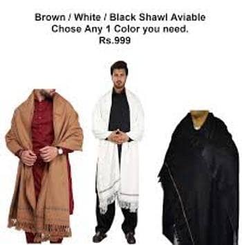Winter Wool Shawl For Men Warm  Winter Shawls (White-Black-Brown)