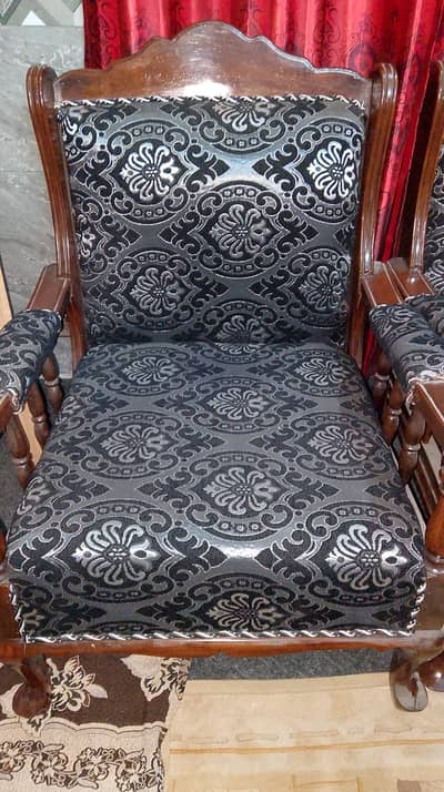 3 Piece Wooden Sofa Set, Newly Upholstered, Excellent Condition