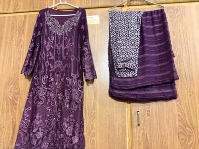 Plum Embroidered Formal Dress