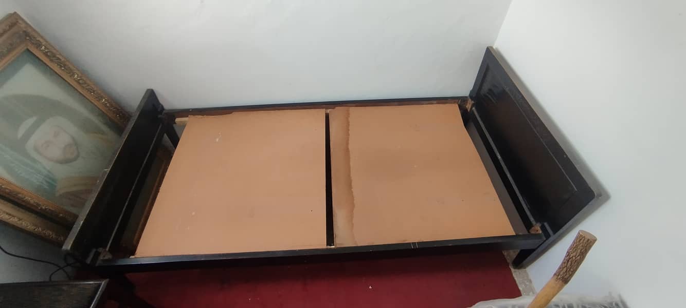 3 used single solid wood beds 1