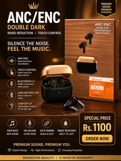 ANC/ENC Double dark wireless earbuds