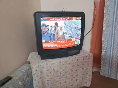 dark-cased CRT television