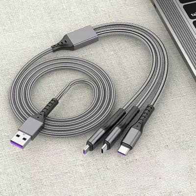 New 6A 100w 3 in 1 fast charging cable Micro USB type -c iOS android