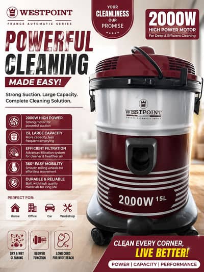 Strong Suction. Large Capacity. Complete Cleaning Solution.