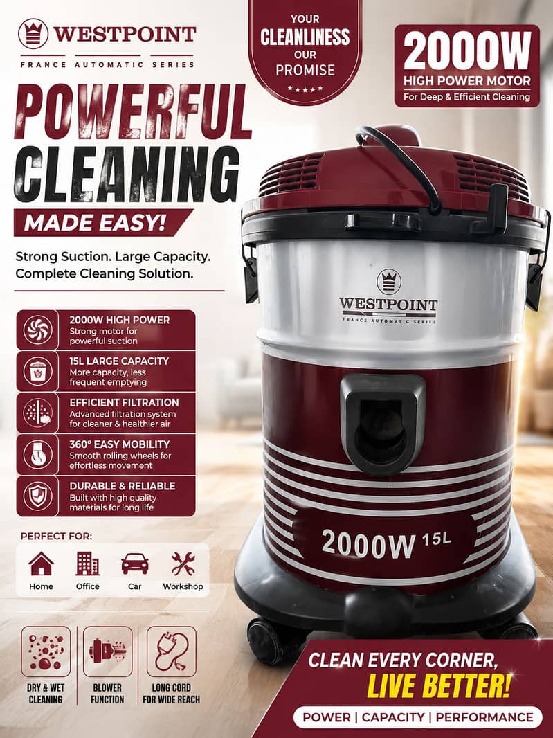 Strong Suction. Large Capacity. Complete Cleaning Solution. 0