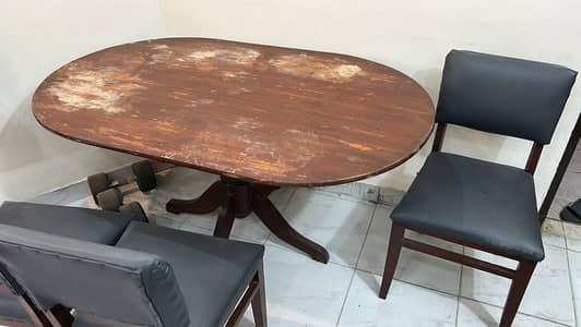 Solid wooden dining table with 6 chairs