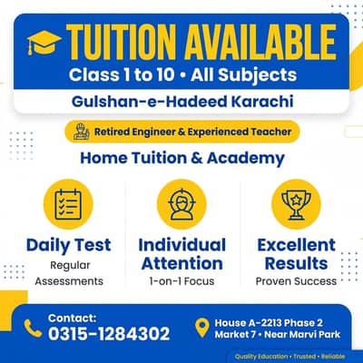Experienced Retired Engineer & Expert Tutor For Classes 1 to 10 All su
