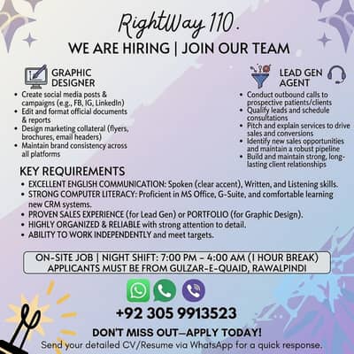 Join RightWay110! On-Site Night Shift Roles Available 