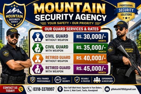 Mountain Security Services | Trained Gurad | 24/7 CCTV & Patrolling |