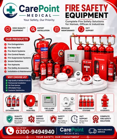 Fire Extinguisher, Fire Pump, Cylinder, Smoke Detector, Fire Alarm