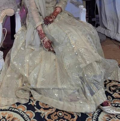 Heavy Resham sequence work lehnga choli 3 piece-cream formal wear