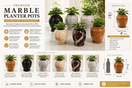 Premium Marble Planter Pots/Ash tray/Cutting board