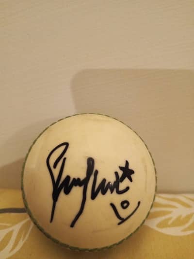 cricket ball with signature of Shaheen Shah Afridi