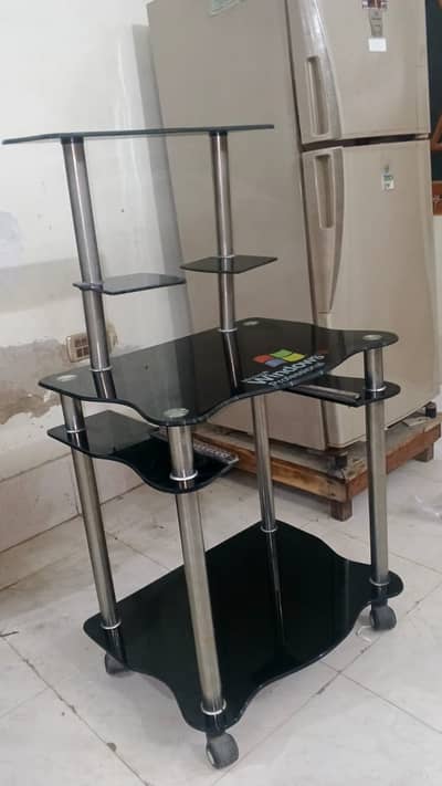 Computer glass trolley    Condition :used like new 9/10