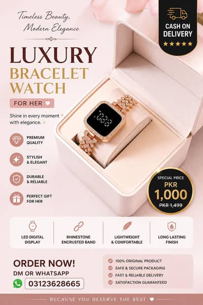 Women Crystal Watch Square Dial Toch Screen