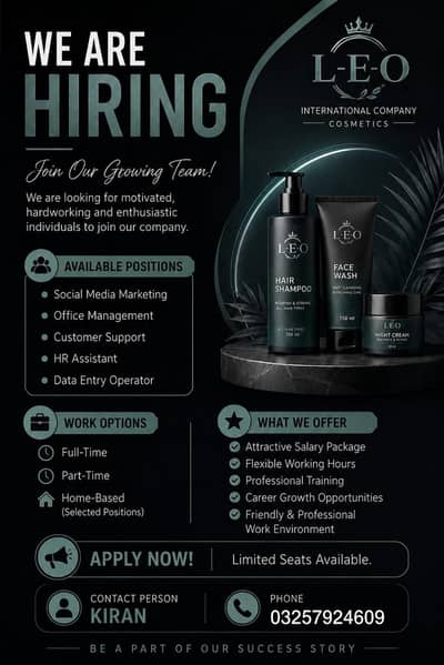 We are hiring for fresher,male and female