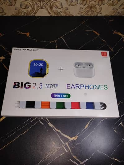 i20 Ultra Max Suit 10 in 1 Smartwatch Set with Earphones