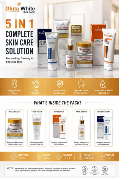 Gluta White 5-in-1 Complete Skincare Kit (New & Sealed)