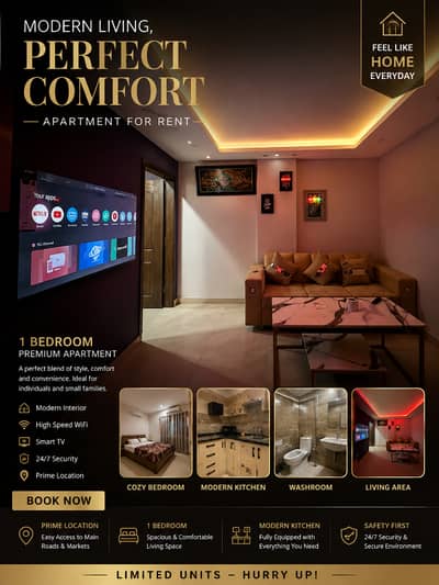 Luxury 1-Bedroom Fully Furnished Apartment Bahria Town Lahore