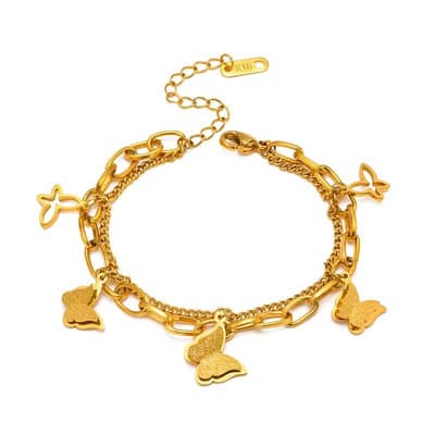 Girls Luxury butterfly charm layers bracelet