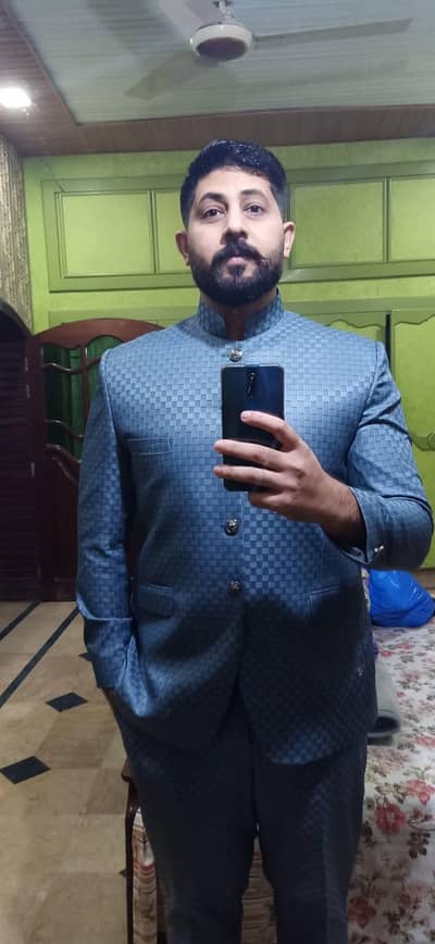 Men’s Premium Blue Prince Coat Suit – Stylish Traditional Wear