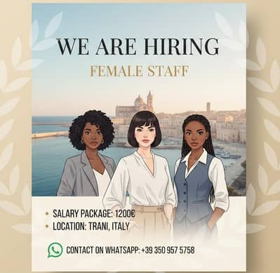 Hiring female's staff for Italy . . salary  1200€