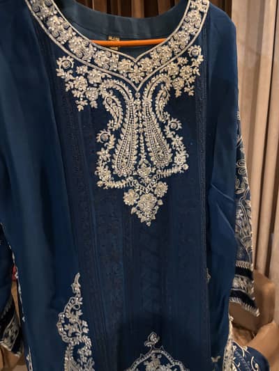 Pehnawa fabric zinc blue chiffon suit