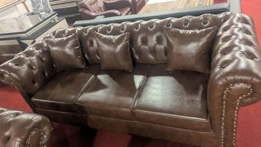 New Classic Style Brown Color 6 Seater Sofa Set For Sale