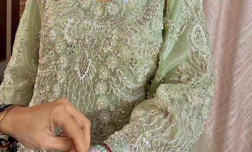 Mint Green Embroidered Maxi - Wedding /Party wear