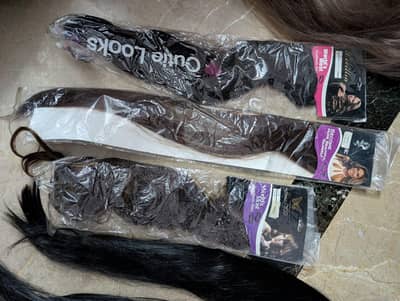 Hair Extensions black/ash brown/chocolate brown/caramel+honey26 inch