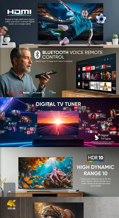E tar 50” 4K Smart LED TV – Google TV | HDR10 | Dolby A for dio