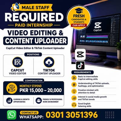 Paid Internship- Video Editing & Content Uploader