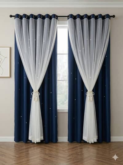 shifoon with velvet and digital print curtains