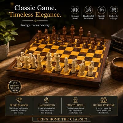 Classical Folding Chess, Sheesham Wood Chess, Chess Board