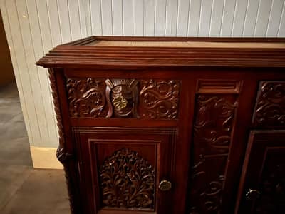 ornately carved sheesham wood cabinet
