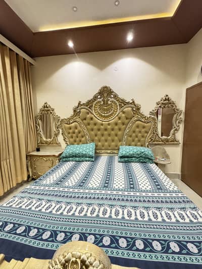 King Size Fiber Bed with mirrors and side tables (1 year used)