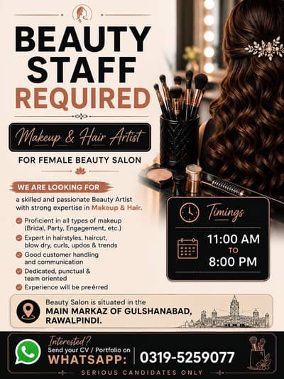 Staff Required For Female Beauty Salon