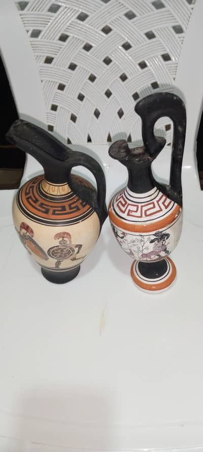 Pair of Vintage Hand-Made Greek Museum Replica Vases (Imported)