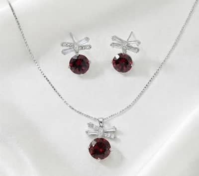 New Amber Stone Jewelry Set - 10 Colors - Necklace + Earrings Rs. 600