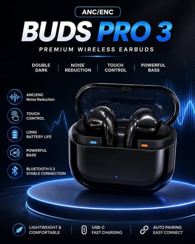  Buds Pro 3 ANC/ENC Wireless Earbuds – Premium