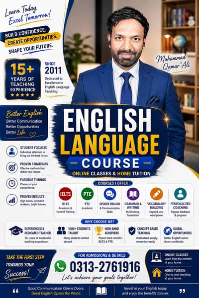 English language home tuition and online classes