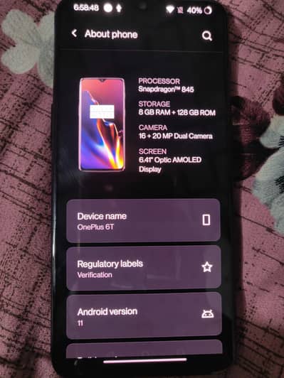 One Plus 6T 8gb 128 non PTA