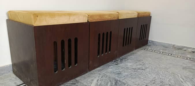 Set of 4 Wooden Handcrafted Stools (Premium Quality)
