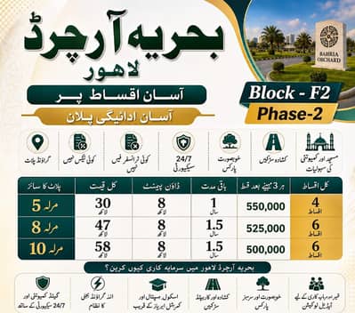 8 Marla Plot For Sale F2 Block, Bahria Orchard Lahore