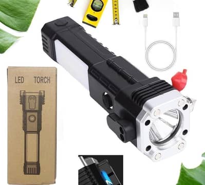 Rechargeable LED torch | powerful flashlight+ side cob light | Backup