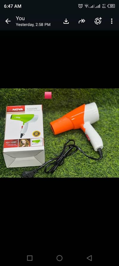 NOVA 1000W foldable hair dryer NV-1280- Brand New box