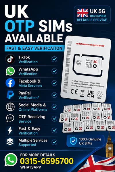  UK 5G SIMs & SMS Receiving Service 