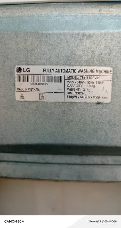 LG 7 KG Washing Machine for Sale – Excellent Condition