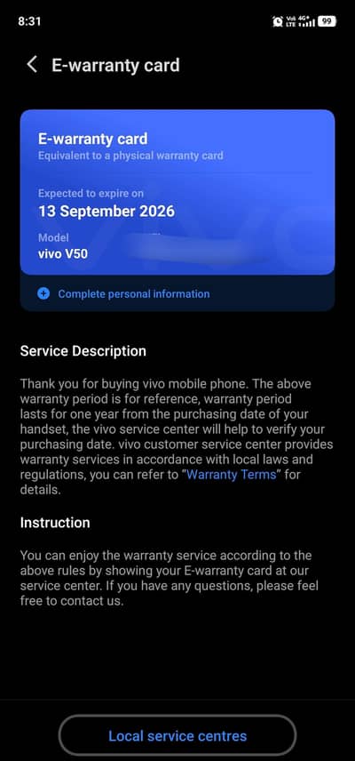 Vivo V50 5G 12-512