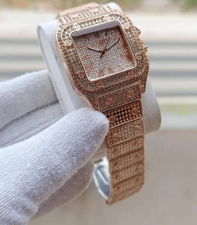 Luxury Diamond Rhinestone Watch Rose Gold Chain Strap
